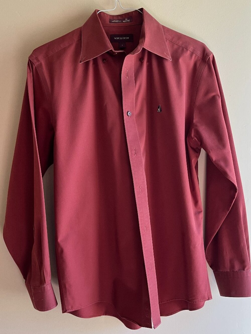 Nordstrom SmartCare Men's maroon red dress shirt cotton office wedding fall